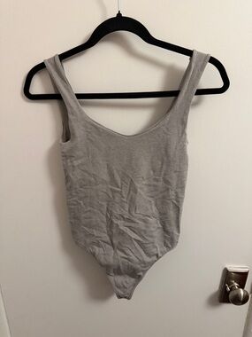 Free People Light Gray Scoop-Neck Bandeau Bodysuit